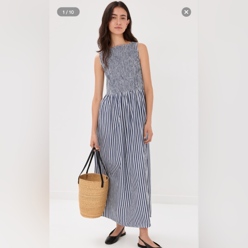 Hill House Home Cosima Nap Dress in Blue Stripe Sz XS